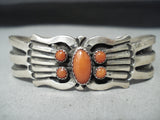 Amazing Vintage Native American Navajo Coral Sterling Silver Bracelet-Nativo Arts