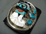 Detailed Huge Vintage Native American Navajo Turquoise Kachina Sterling Silver Ketoh Bracelet-Nativo Arts