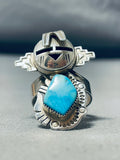 Completely Handmade Kachina Native American Navajo Turquoise Sterling Silver Ring-Nativo Arts