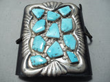 Fabulous Vintage Native American Zuni Sleeping Beauty Turquoise Sterling Silver Bowguard-Nativo Arts