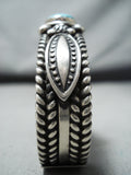 Famous Native American Navajo Al Jake Carico Lake Turquoise Sterling Silver Bracelet-Nativo Arts