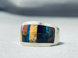 Impressive Vintage Native American Navajo Tigers Eye Jet Inlay Sterling Silver Ring-Nativo Arts