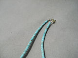 Authentic Vintage Native American Navajo Blue Turquoise Heishi Sterling Silver Necklace-Nativo Arts