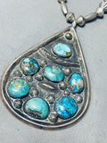 Skilled Hand Tooled Hogan Bead Vintage Native American Navajo Turquoise Sterling Silver Necklace-Nativo Arts