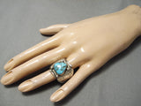 Huge Heavy Vintage Navajo Turquoise Sterling Silver Native American Ring-Nativo Arts