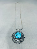 Stealthy Vintage Native American Navajo Turquoise Sterling Silver Sun Necklace-Nativo Arts