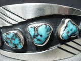 Museum Vintage Native American Navajo Morenci Turquoise Sterling Silver Bracelet Old-Nativo Arts