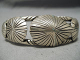 Hand Tooled Vintage Native American Navajo Concho Sterling Silver Bracelet Old-Nativo Arts