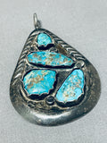Exquisite Vintage Native American Navajo Morenci Turquoise Sterling Silver Pendant-Nativo Arts