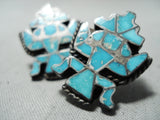 One Of The Best Ever Vintage Native American Zuni Turquoise Sterling Silver Earrings-Nativo Arts