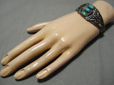 Striking Vintage Native American Navajo Old Mine Turquoise Sterling Silver Bracelet Old-Nativo Arts