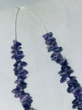Chunky Incredible Vintage Native American Navajo Amethyst Sterling Silver Tube Necklace-Nativo Arts
