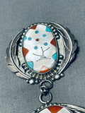 Massive Vintage Native American Zuni Turquoise Inlay Sterling Silver Tree Pendant Pin-Nativo Arts