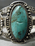 Early 1900's Vintage Native American Navajo Cerrillos Turquoise Sterling Silver Bracelet Old-Nativo Arts