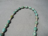 Rare Native American Navajo Green Turquoise Sterling Silver Rosary Chirstian Necklace-Nativo Arts