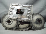 Very Old Vintage Native American Navajo Hand Tooled Sterling Silver Concho Belt-Nativo Arts
