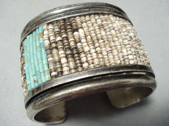 One Of The Best Ever Vintage Native American Navajo Turquoise Heishi Sterling Silver Bracelet-Nativo Arts