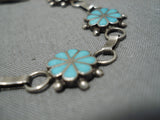 Vintage Zuni Native American Blue Gem Turquoise Sterling Silver Bracelet-Nativo Arts
