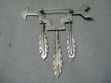 Outstanding Vintage Native American Navajo Sterling Silver Arrow Feathers Pin-Nativo Arts