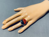 Tremendous Ben Begaye (d) Native American Navajo Spiny Oyster Sterling Silver Ladybug Ring-Nativo Arts