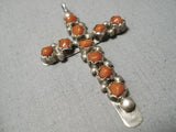 Impressive Vintage Zuni Native American Sterling Silver Cross Pendant Old-Nativo Arts