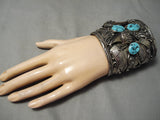One Of The Biggest Vintage Native American Navajo Native American Navajo Turquoise Sterling Silver Bracelet Old-Nativo Arts