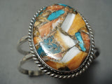 Fantastic Native American Navajo Spiny Oyster & Turquoise Sterling Silver Bracelet-Nativo Arts