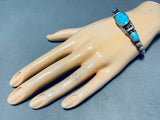 Native American Impressive Vintage Morenci Turquoise Sterling Silver Bracelet-Nativo Arts
