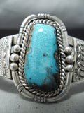 Stunning Vintage Native American Navajo Blue Diamond Turquoise Sterling Silver Bracelet-Nativo Arts