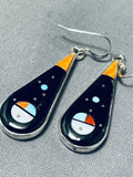 Planets Inlay Native American Navajo Turquoise Sterling Silver Inlay Earrings-Nativo Arts