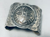 Symbolic 4 Directions Early Vintage Native American Navajo Sterling Silver Bracelet-Nativo Arts