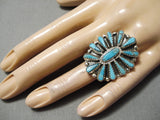 Amazing Vintage Native American Navajo Turquoise Sun Sterling Silver Ring-Nativo Arts
