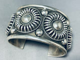 Basket Love Vintage Native American Navajo Handmade Sterling Silver Wide Bracelet-Nativo Arts