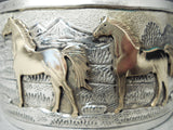 Quality Vintage Native American Navajo Gold Horse Sterling Silver Bracelet Cuff-Nativo Arts