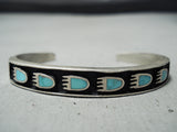 Animal Tracks Vintage Zuni Native American Navajo Turquoise Sterling Silver Bracelet-Nativo Arts