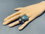 Huge Bug Whimsical Vintage Native American Navajo Spider Turquoise Sterling Silver Ring-Nativo Arts