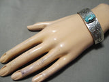 Important Navajo #8 Turquoise Sterling Silver Bracelet Native American-Nativo Arts
