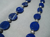 Exquisite Navajo Native American Lapis Sterling Silver Necklace-Nativo Arts