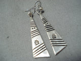 Stunning Vintage Navajo Creek Sterling Silver Earrings Native American-Nativo Arts