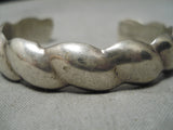 Unique 'Cloud' Vintage Native American Navajo Sterling Silver Hand Tooled Bracelet Old-Nativo Arts