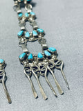 Breathtaking Vintage Native American Zuni Blue Gem Turquoise Sterling Silver Chandelier Earrings-Nativo Arts