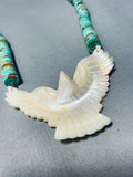 Bird Wings Vintage Native American Navajo Green Turquoise Sterling Silver Necklace-Nativo Arts