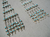 Towering Vintage Zuni Native American Turquoise Sterling Silver Earrings-Nativo Arts