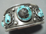 Rare Vintage Native American Navajo Bisbee Turquoise Sterling Silver Bracelet-Nativo Arts