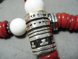 Rare Chunky Coral Singer Native American Navajo Sterling Silver Necklace-Nativo Arts