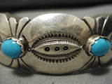 Rare Vintage Native American Navajo Sky Blue Turquoise Sterling Silver Eddie Yazzie Bracelet-Nativo Arts
