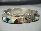 Ted Goodluck Important Vintage Native American Navajo Turquoise Sterling Silver Bracelet-Nativo Arts