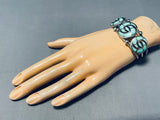 Important Vintage Native American Zuni Turquoise Swirl Sterling Silver Bracelet Cuff-Nativo Arts