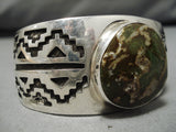 Marvelous Vintage Native American Navajo Green Turquoise Sterling Silver Bracelet Old-Nativo Arts