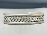 Superior Vintage Native American Navajo Double Rope Sterling Silver Bracelet-Nativo Arts